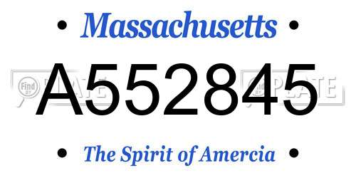 A552845 Massachusetts License Plate