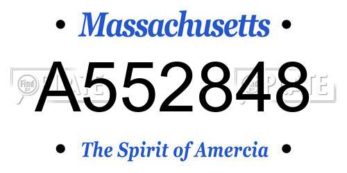 A552848 Massachusetts License Plate