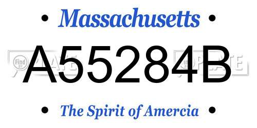 A55284B Massachusetts License Plate