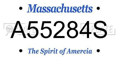 A55284S Massachusetts License Plate