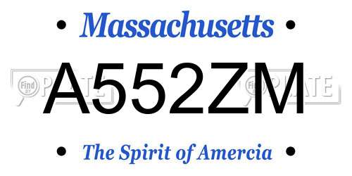 A552ZM Massachusetts License Plate