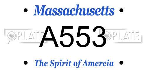 A553 Massachusetts License Plate