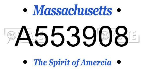 A553908 Massachusetts License Plate