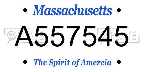 A557545 Massachusetts License Plate