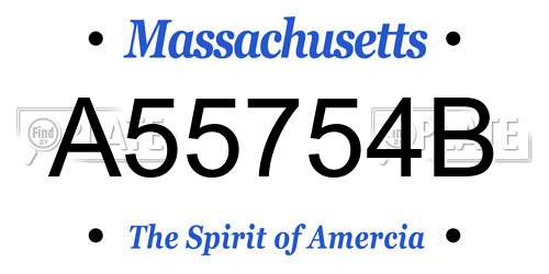 A55754B Massachusetts License Plate