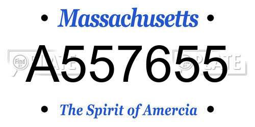 A557655 Massachusetts License Plate