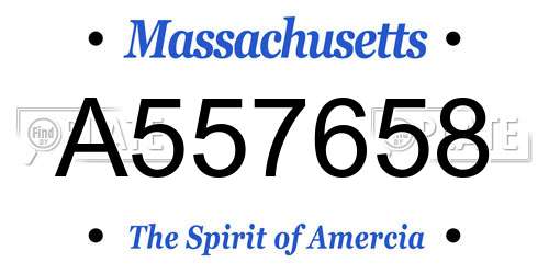 A557658 Massachusetts License Plate