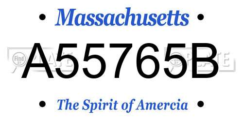 A55765B Massachusetts License Plate