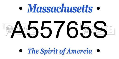 A55765S Massachusetts License Plate