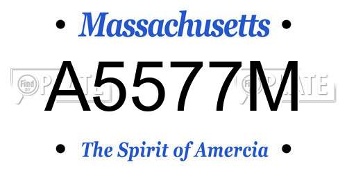 A5577M Massachusetts License Plate