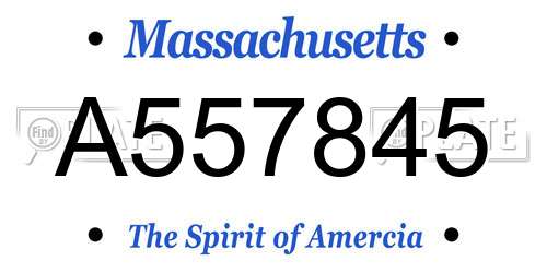 A557845 Massachusetts License Plate