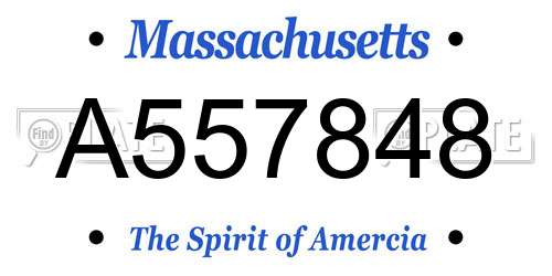 A557848 Massachusetts License Plate