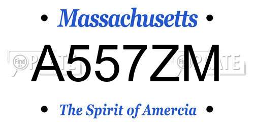 A557ZM Massachusetts License Plate