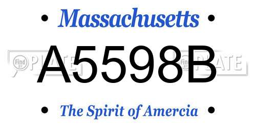 A5598B Massachusetts License Plate