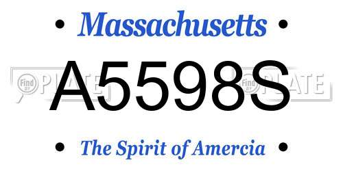A5598S Massachusetts License Plate