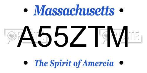 A55ZTM Massachusetts License Plate