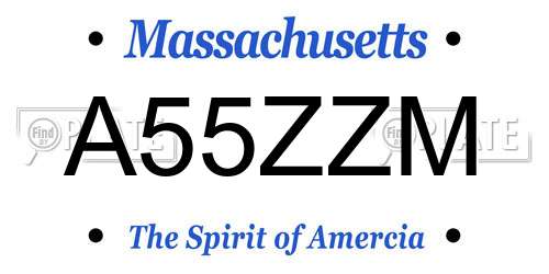 A55ZZM Massachusetts License Plate