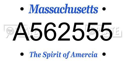 A562555 Massachusetts License Plate