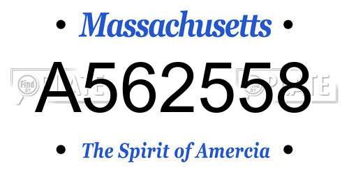 A562558 Massachusetts License Plate