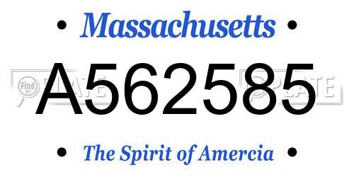 A562585 Massachusetts License Plate