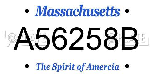 A56258B Massachusetts License Plate