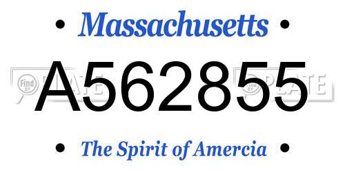 A562855 Massachusetts License Plate