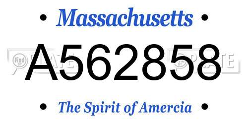 A562858 Massachusetts License Plate