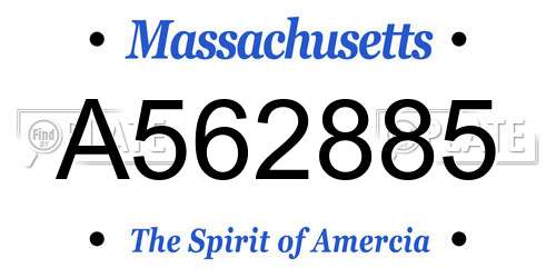 A562885 Massachusetts License Plate