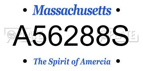 A56288S Massachusetts License Plate