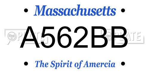A562BB Massachusetts License Plate