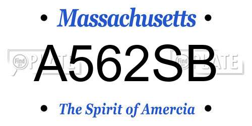 A562SB Massachusetts License Plate