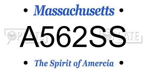 A562SS Massachusetts License Plate