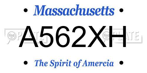 A562XH Massachusetts License Plate