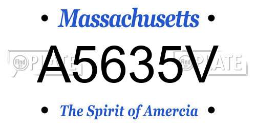A5635V Massachusetts License Plate