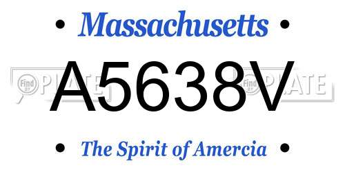 A5638V Massachusetts License Plate