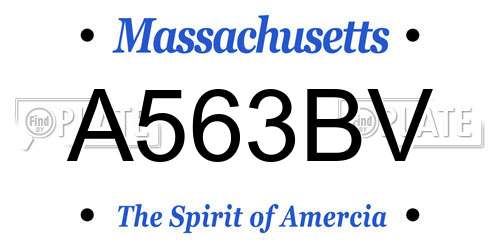 A563BV Massachusetts License Plate
