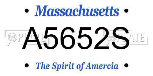 A5652S Massachusetts License Plate