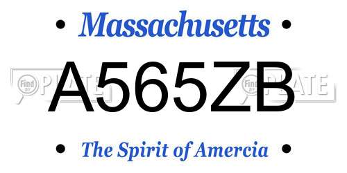 A565ZB Massachusetts License Plate
