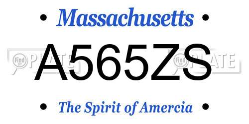 A565ZS Massachusetts License Plate