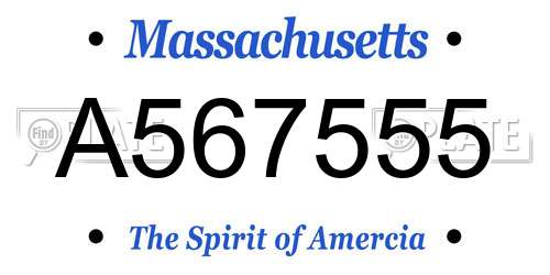 A567555 Massachusetts License Plate