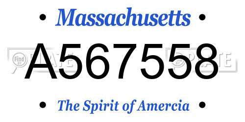 A567558 Massachusetts License Plate