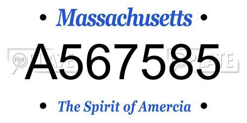 A567585 Massachusetts License Plate