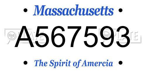 A567593 Massachusetts License Plate