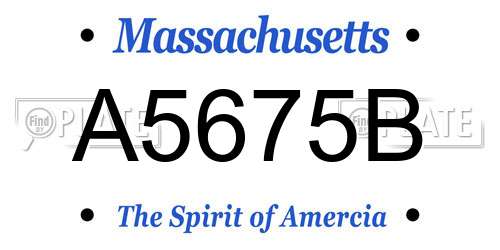 A5675B Massachusetts License Plate