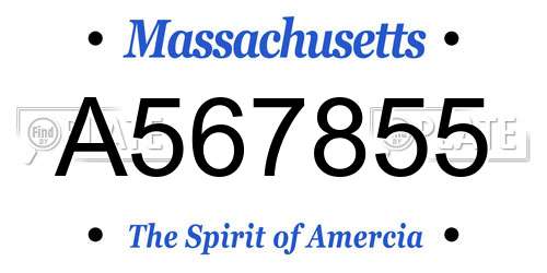 A567855 Massachusetts License Plate
