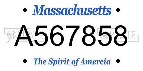 A567858 Massachusetts License Plate