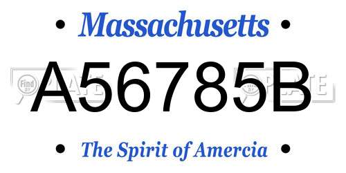 A56785B Massachusetts License Plate