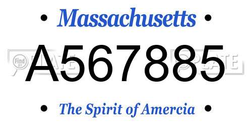 A567885 Massachusetts License Plate
