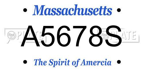 A5678S Massachusetts License Plate