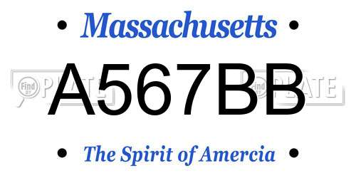 A567BB Massachusetts License Plate